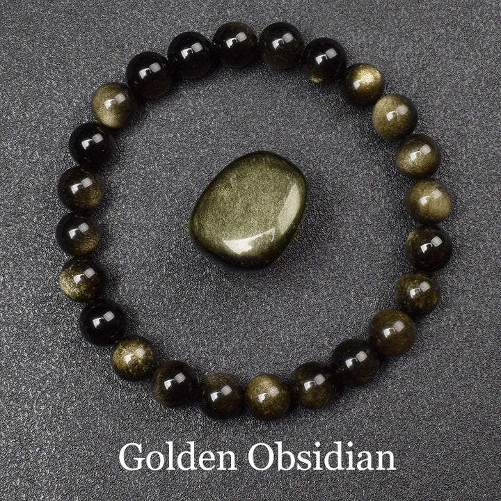 Golden Sheen Obsidian 8mm Crystal Stone Bead Bracelets | Green Witch Creations