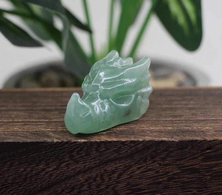 Green Aventurine Crystal Dragon Heads | Green Witch Creations