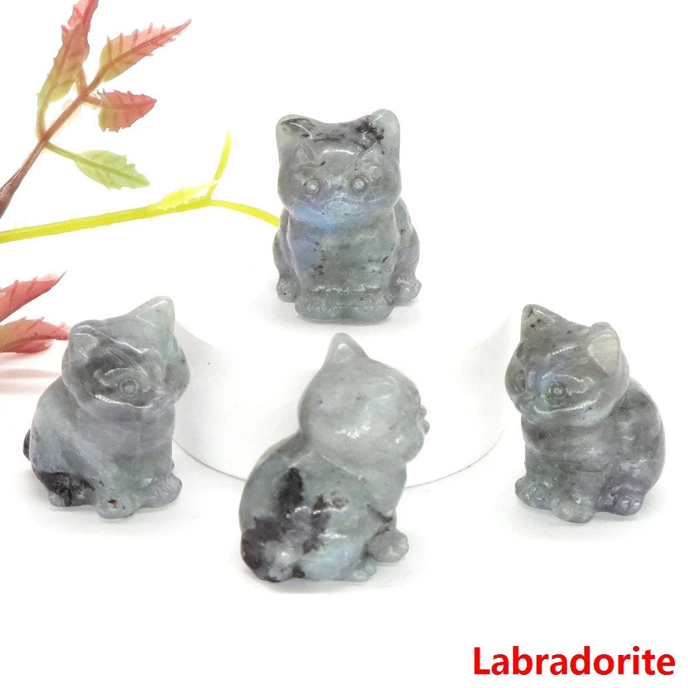 Labradorite Crystal Cat Statue | Green Witch Creations