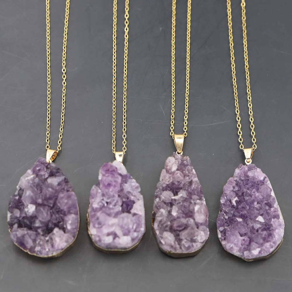 Amethyst Druzy Teardrop Necklace | Green Witch Creations