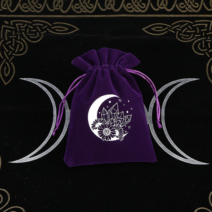 Moon Crystal Purple Print Velvet Tarot Card Bags For Sale Online | Green Witch Creations