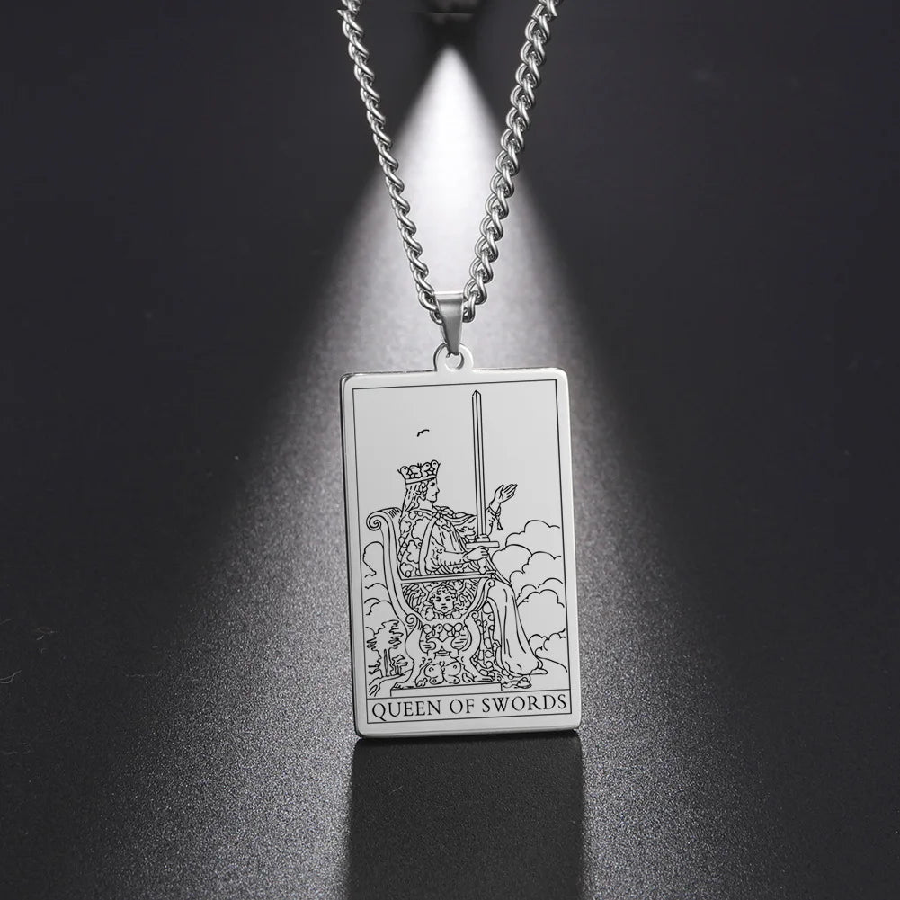 Queen of Swords Tarot Card Necklaces | Green Witch Creations