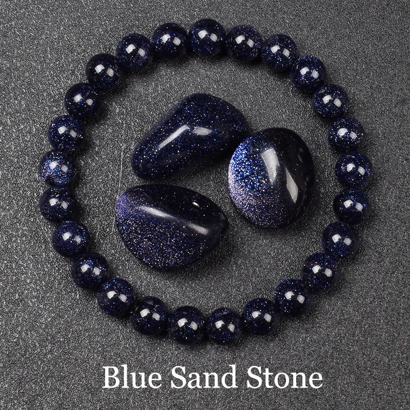 Blue Sandstone 8mm Crystal Stone Bead Bracelets | Green Witch Creations