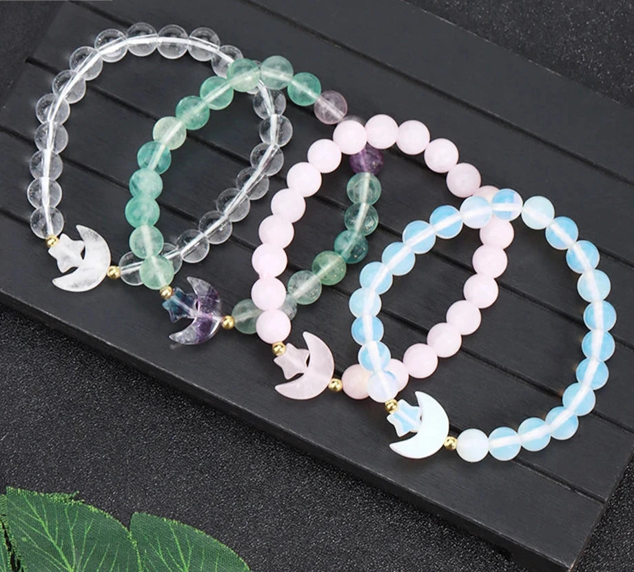 Crystal Moon Stone Bead Bracelets | Green Witch Creations