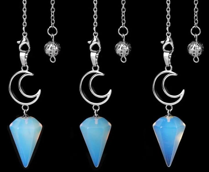 Opalite Crystal Crescent Moon Pendulums For Sale Online