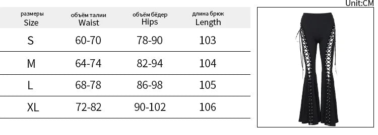 Lace Up High Waist Flare Pants