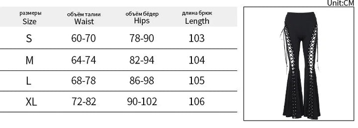Lace Up High Waist Flare Pants