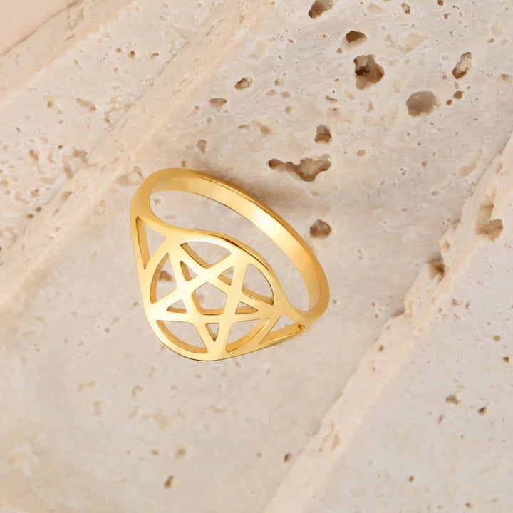 Gold Pentacle Stainless Steel Rings | Green Witch Creations