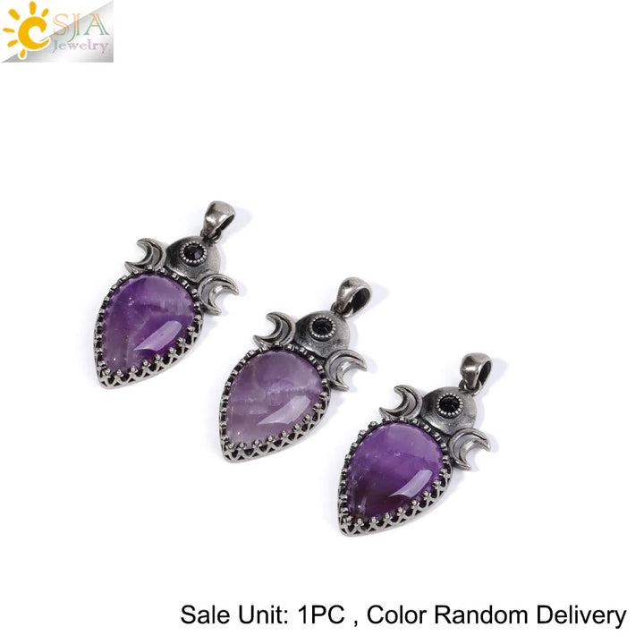 Triple Moon Crystal Teardrop Necklaces