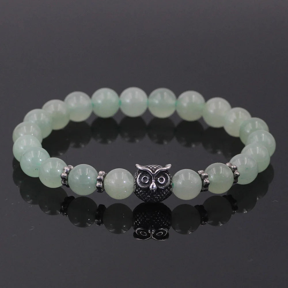 Green Aventurine Owl Charm Bead Bracelets | Green Witch Creations