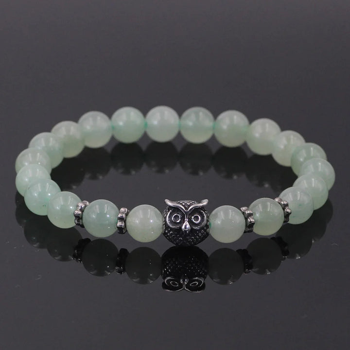 Green Aventurine Owl Charm Bead Bracelets | Green Witch Creations