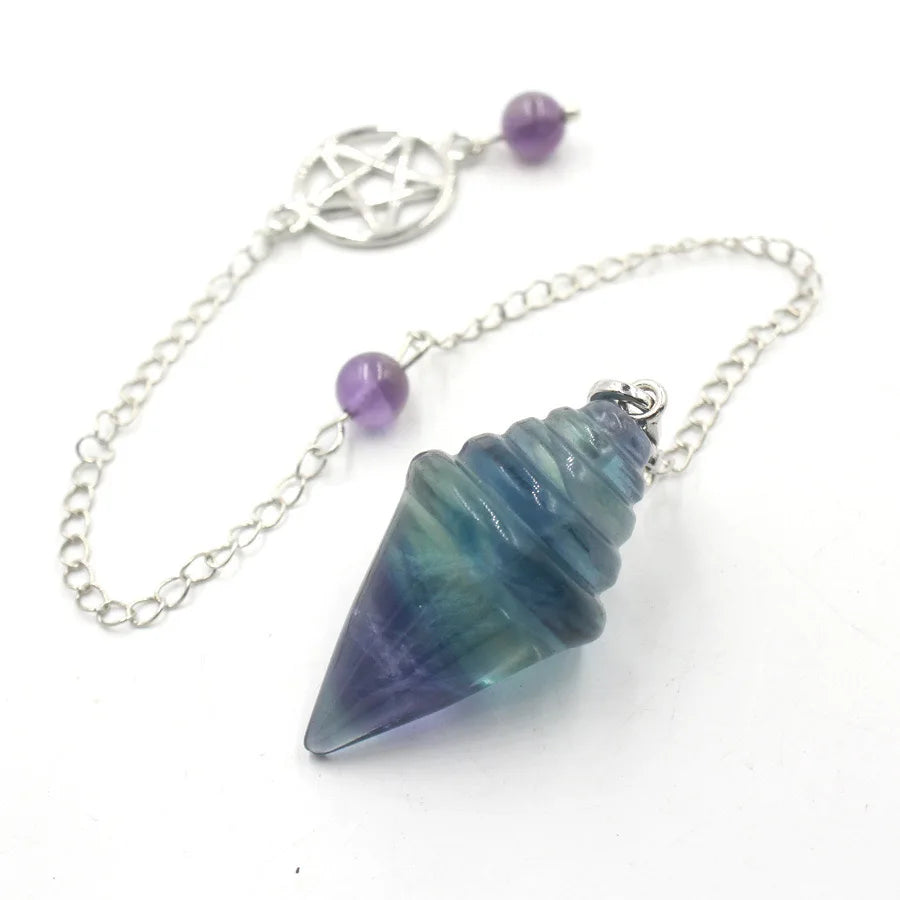 Fluorite Pentacle Crystal Witch Pendulum | Green Witch Creations