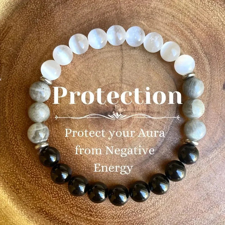 Protection Intention Stone Bead Stretch Bracelets For Sale | Green Witch Creations