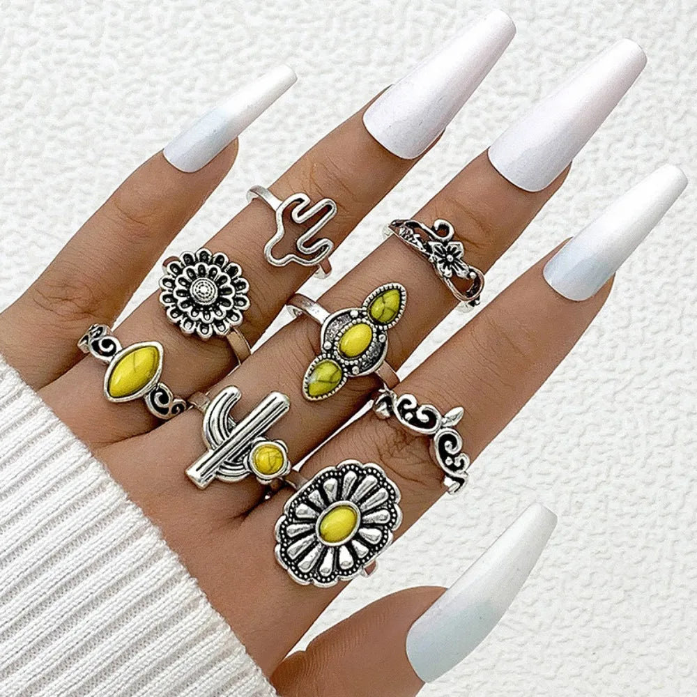 Turquoise Bohemian Gypsy Witchy Trendy Fashion Cute Ring Sets | Green Witch Creations