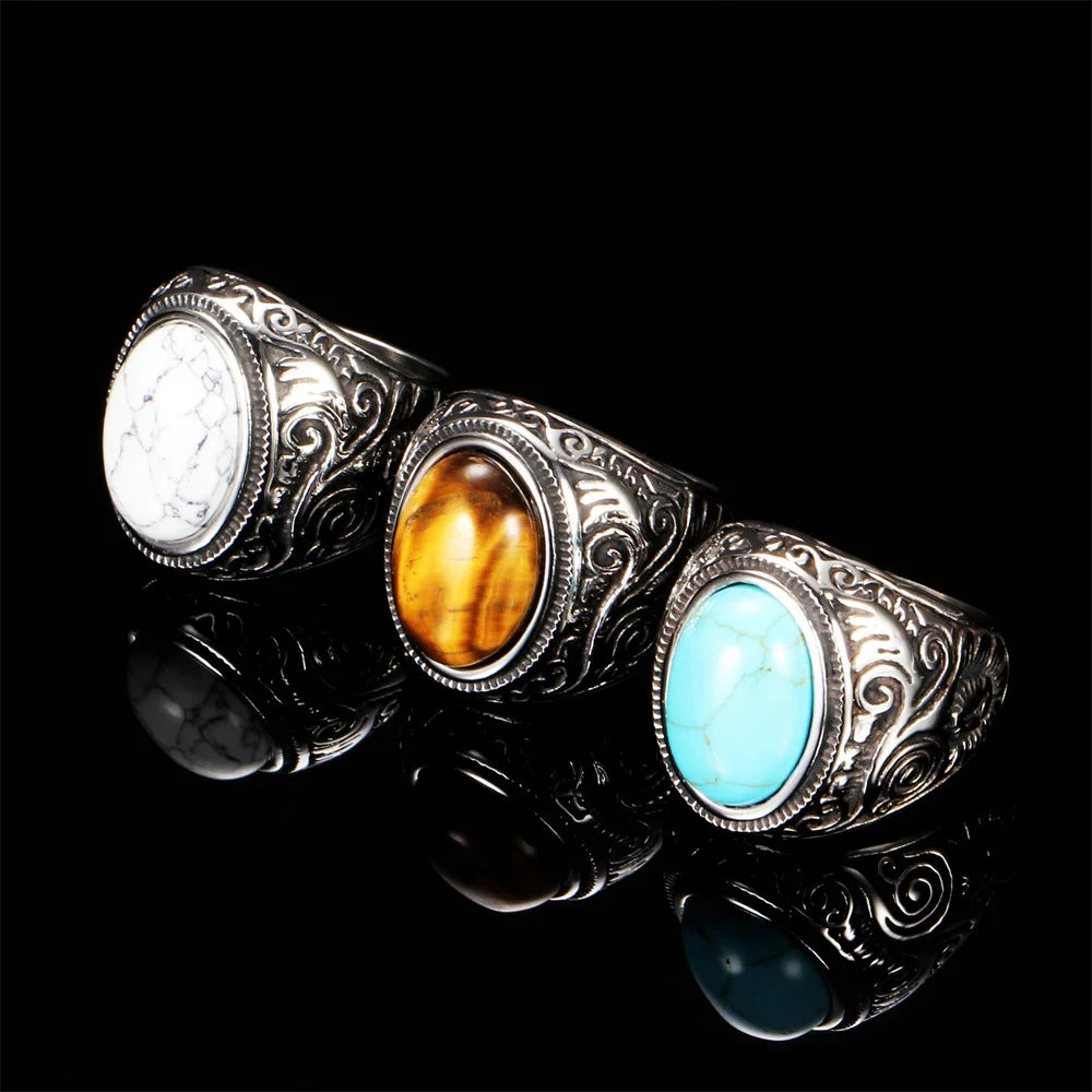 Men's Oval Stone Rings | Green Witch Creations