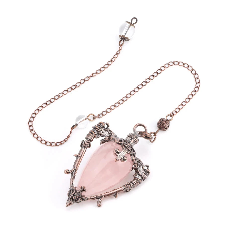 Rose Quartz Water Drop Witch Crystal Pendulum | Green Witch Creations