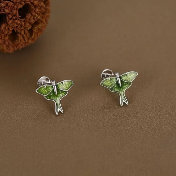 Green Lunar Moth Earrings
