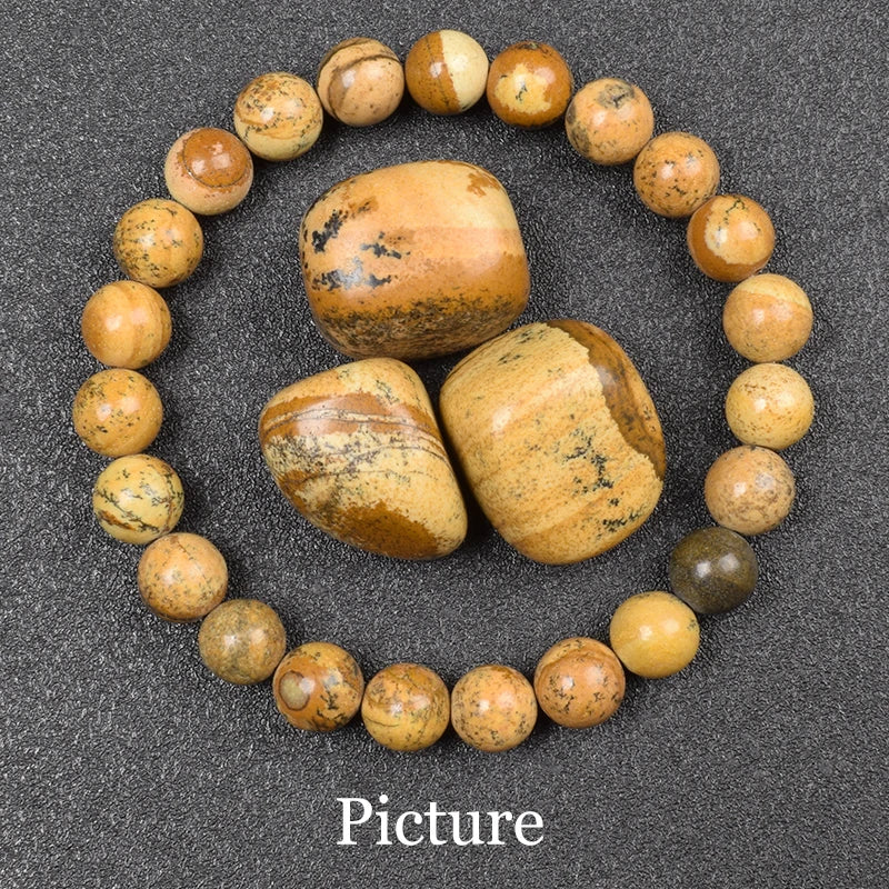 Picture Jasper 8mm Crystal Stone Bead Bracelets | Green Witch Creations