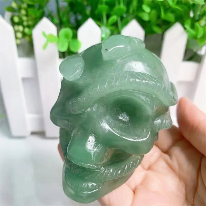 Green Aventurine Crystal Snake Skull | Green Witch Creations