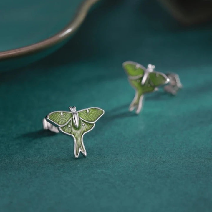 Green Lunar Moth Earrings