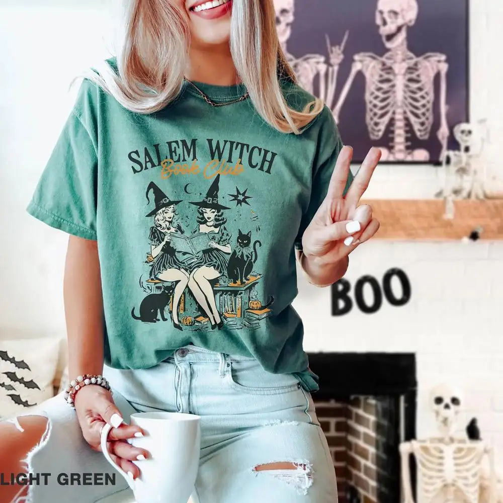 Salem Witch Book Club T Shirt - Green