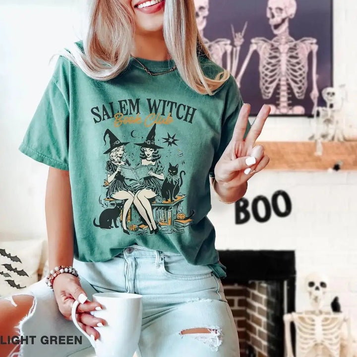 Salem Witch Book Club T Shirt - Green