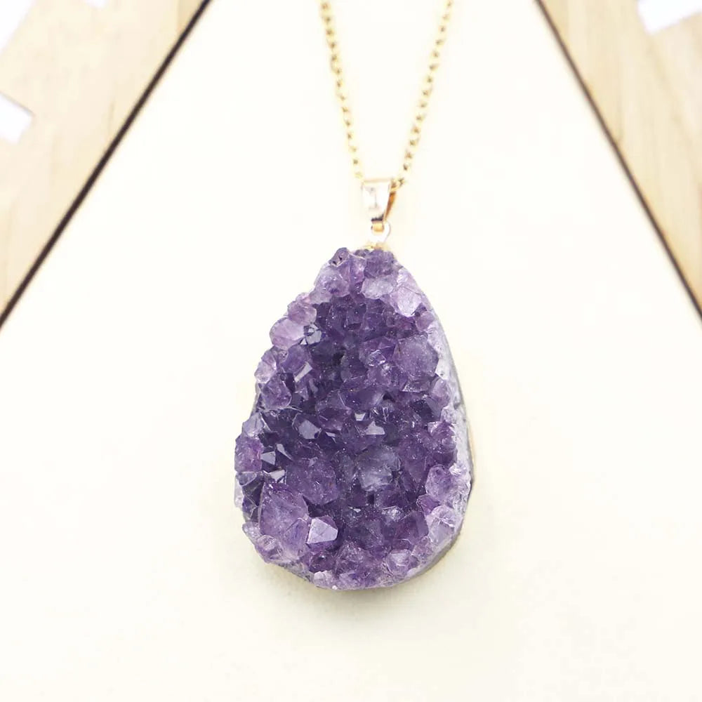 Amethyst Druzy Teardrop Necklace | Green Witch Creations