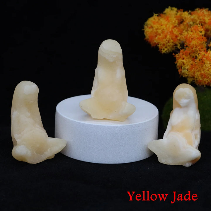 Yellow Jade Crystal Goddess Mother Earth Figurines | Green Witch Creations