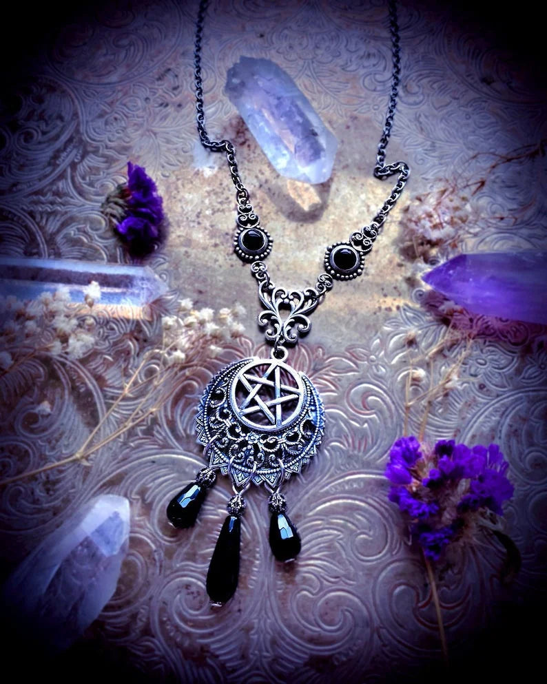 Black Onyx Pentagram Necklaces