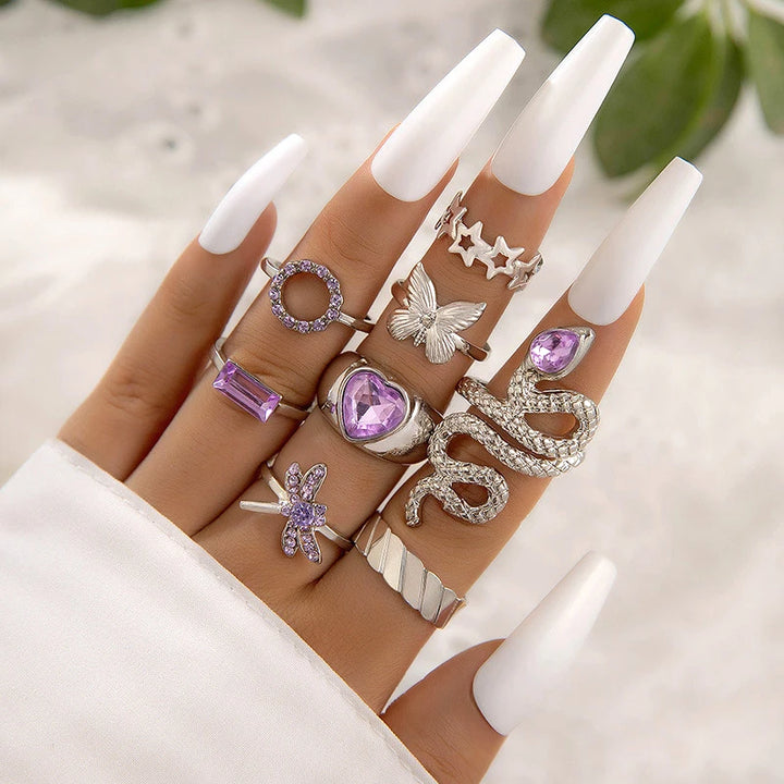 Witchy Gypsy Bohemian Cute Trendy Rhinestone Ring Sets | Green Witch Creations