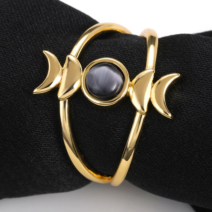 Sheen Obsidian Moon Phase Ring For Sale Online | Green Witch Creations