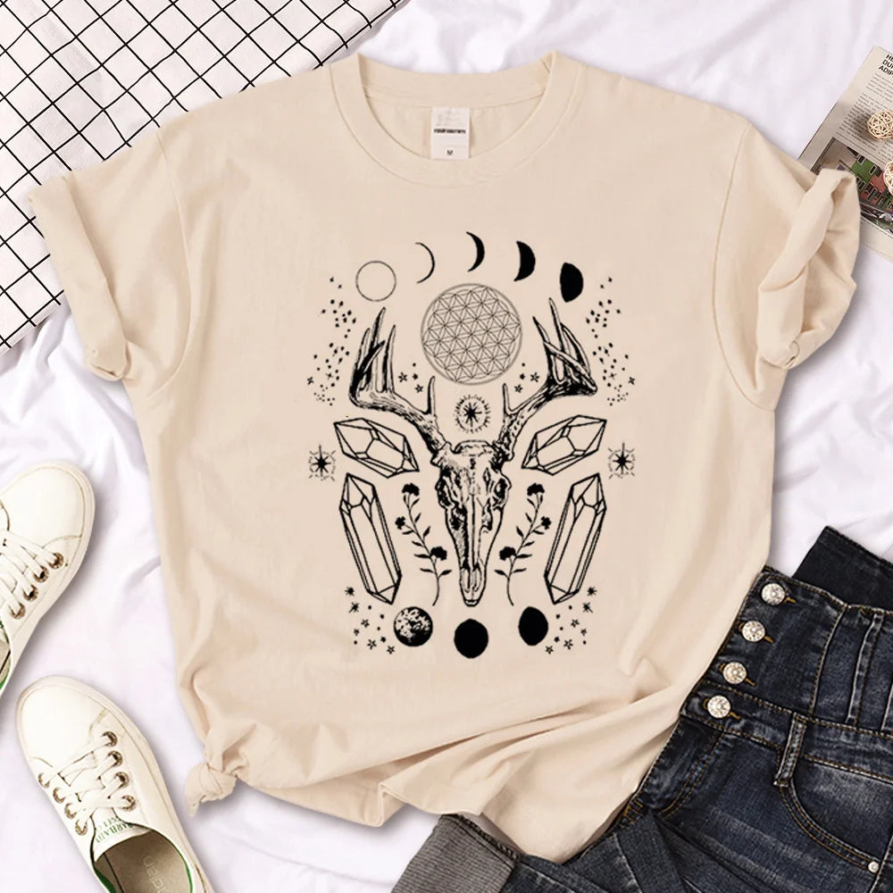 Skull Crystals Moon T-Shirt | Green Witch Creations