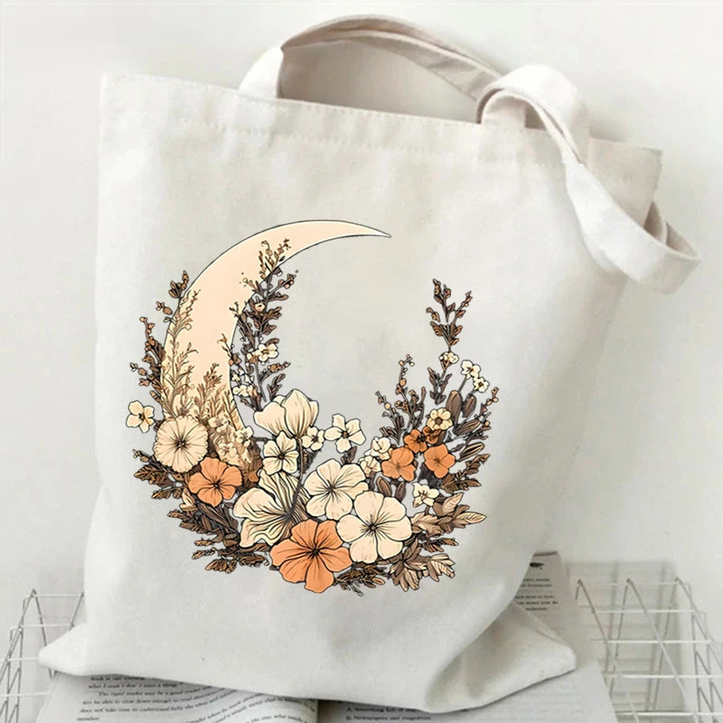 Witchy Floral Moon Tote Bags | Green Witch Creations