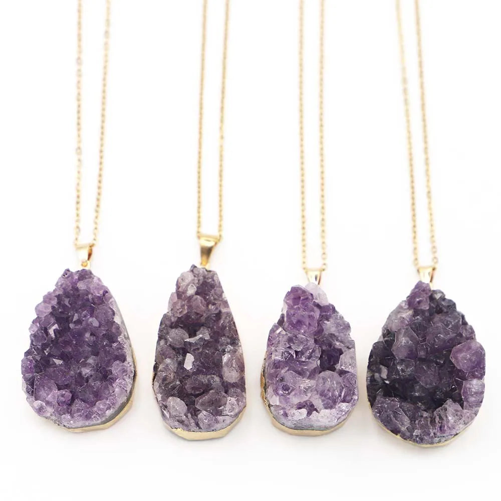 Amethyst Druzy Teardrop Necklace | Green Witch Creations