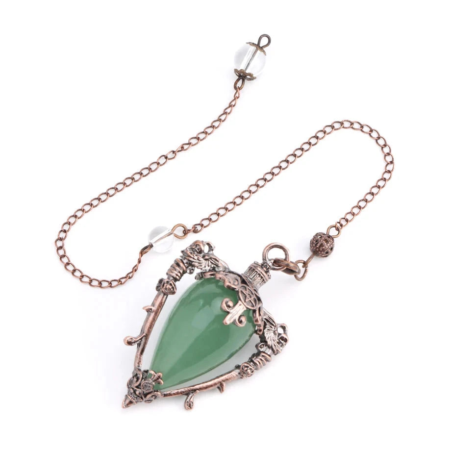 Green Aventurine Water Drop Witch Crystal Pendulum | Green Witch Creations