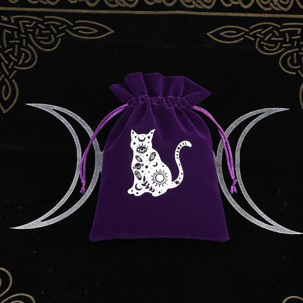 Cat Purple Print Velvet Tarot Card Bags For Sale Online | Green Witch Creations