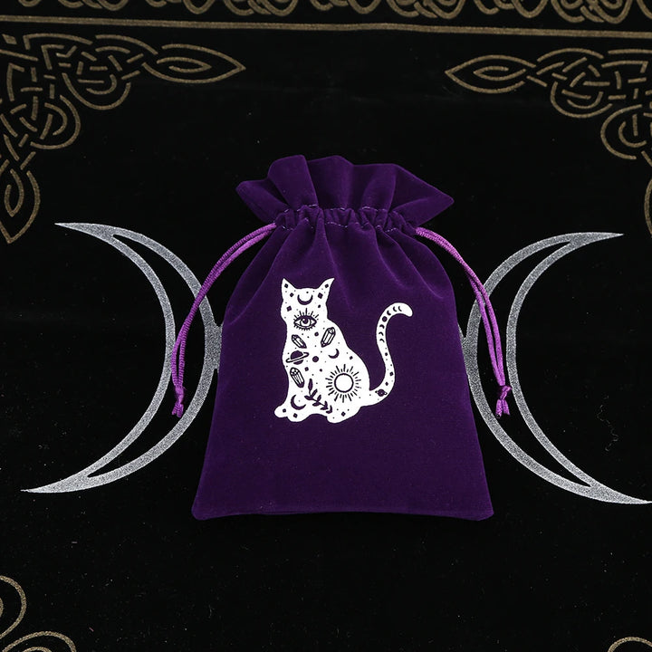 Cat Purple Print Velvet Tarot Card Bags For Sale Online | Green Witch Creations