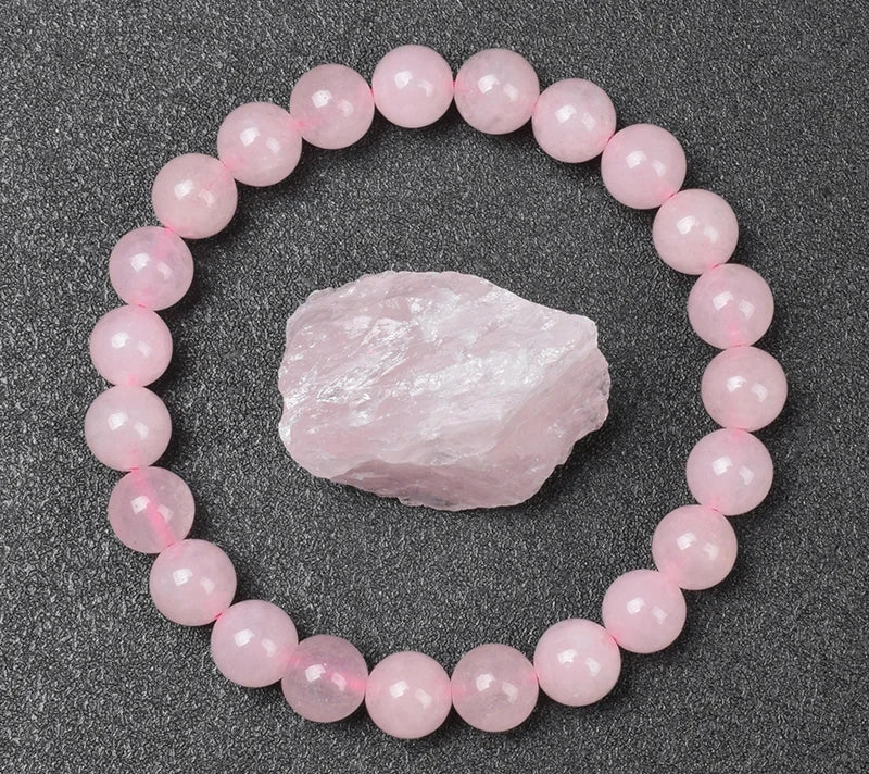 Rose Quartz 8mm Crystal Stone Bead Bracelets | Green Witch Creations