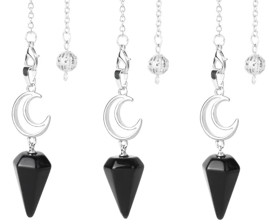 Onyx Crystal Crescent Moon Pendulums For Sale Online