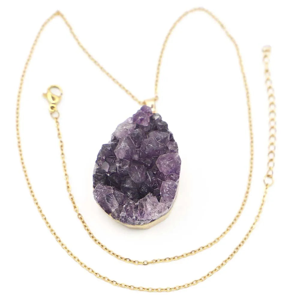 Amethyst Druzy Teardrop Necklace | Green Witch Creations