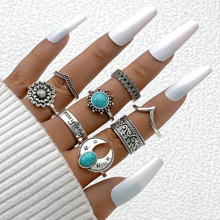 Turquoise Bohemian Gypsy Witchy Trendy Fashion Cute Ring Sets | Green Witch Creations