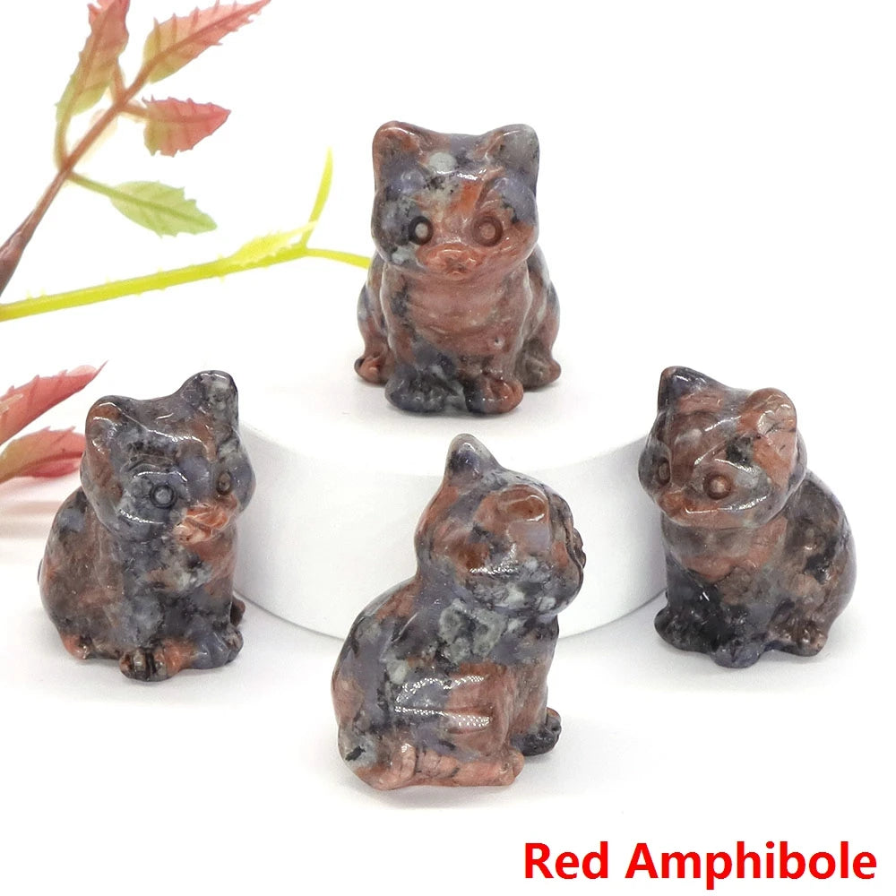 Red Amphibole Crystal Cat Statue | Green Witch Creations