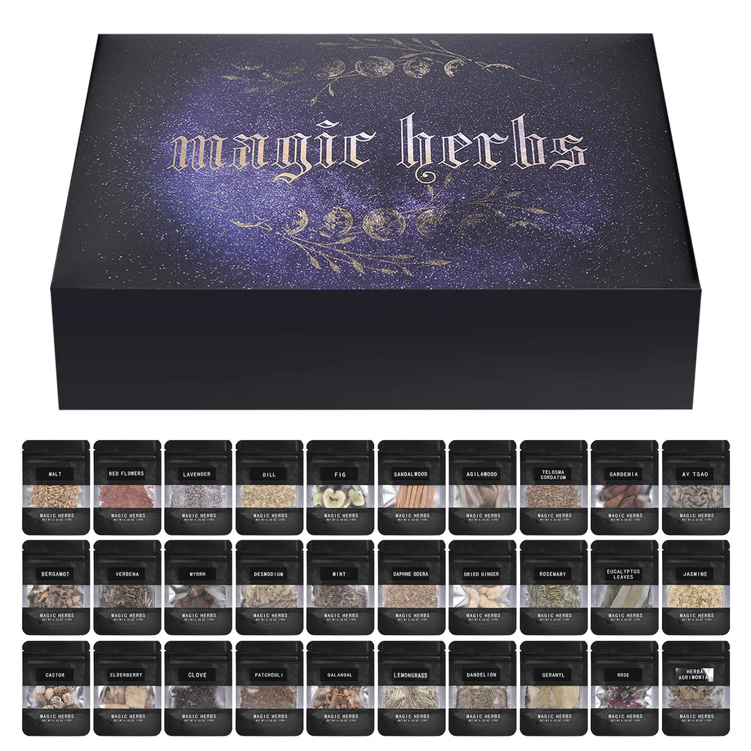 Magic Herbs Witchcraft Kit For Sale with 30 Herbs & Teaspoon | Green Witch Creations