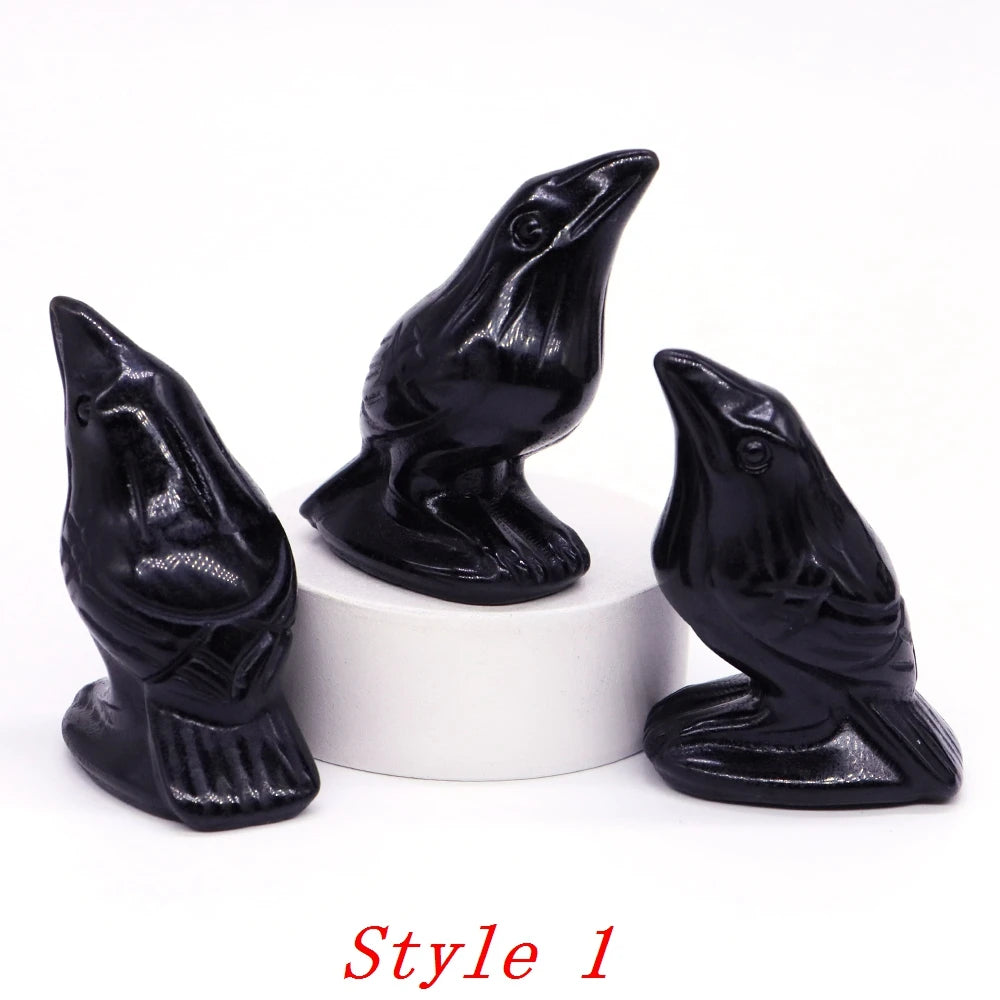 Crystal Obsidian Crow Figurines For Sale Online | Green Witch Creations