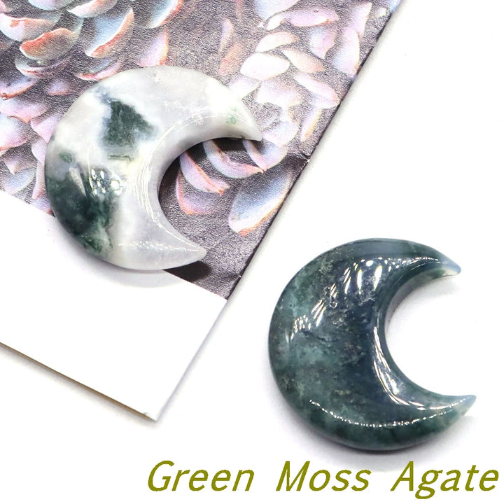 Moss Agate Crystal Moons | Green Witch Creations