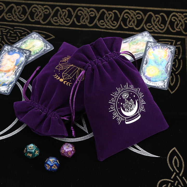 Purple Print Velvet Tarot Card Bags For Sale Online | Green Witch Creations