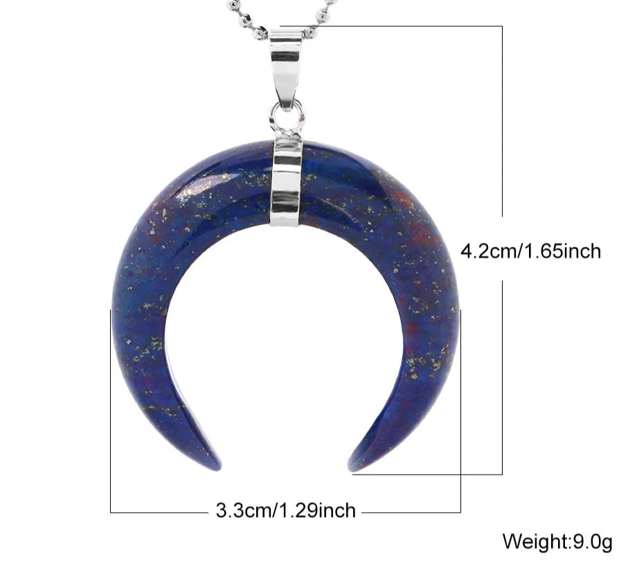 Lapis Crystal Crescent Moon Pendant Necklaces | Green Witch Creations