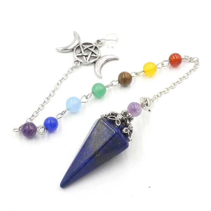 Lapis Lazuli Triple Moon Goddess Pentacle Chakra Pendulums | Green Witch Creations