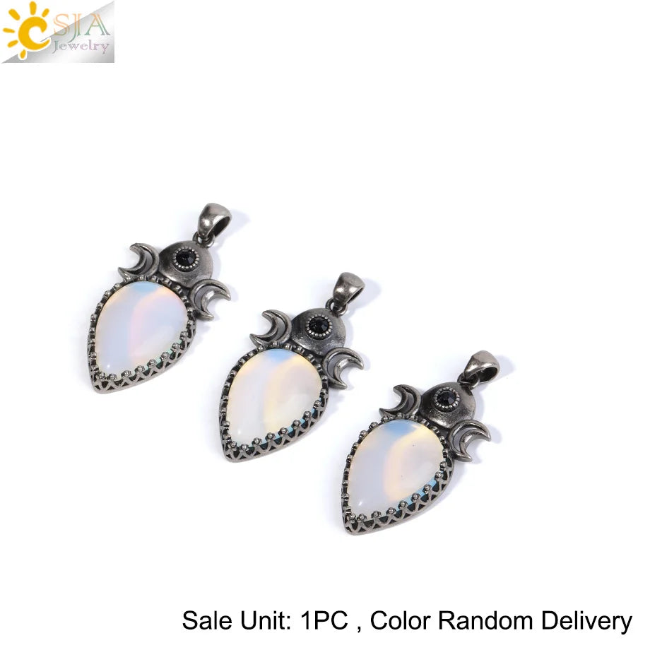 Triple Moon Crystal Teardrop Necklaces