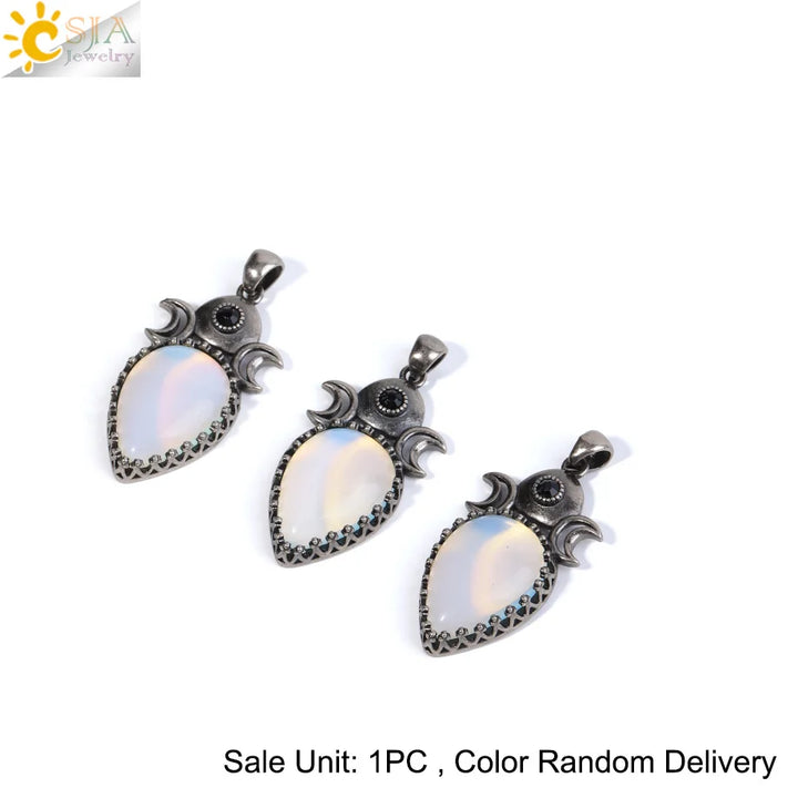 Triple Moon Crystal Teardrop Necklaces